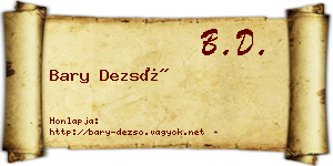 Bary Dezső névjegykártya